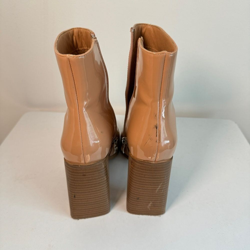 Glamorous- Beige Block Heel Boot In Patent - image 2